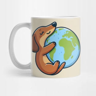 dachshund dog embracing the earth Mug